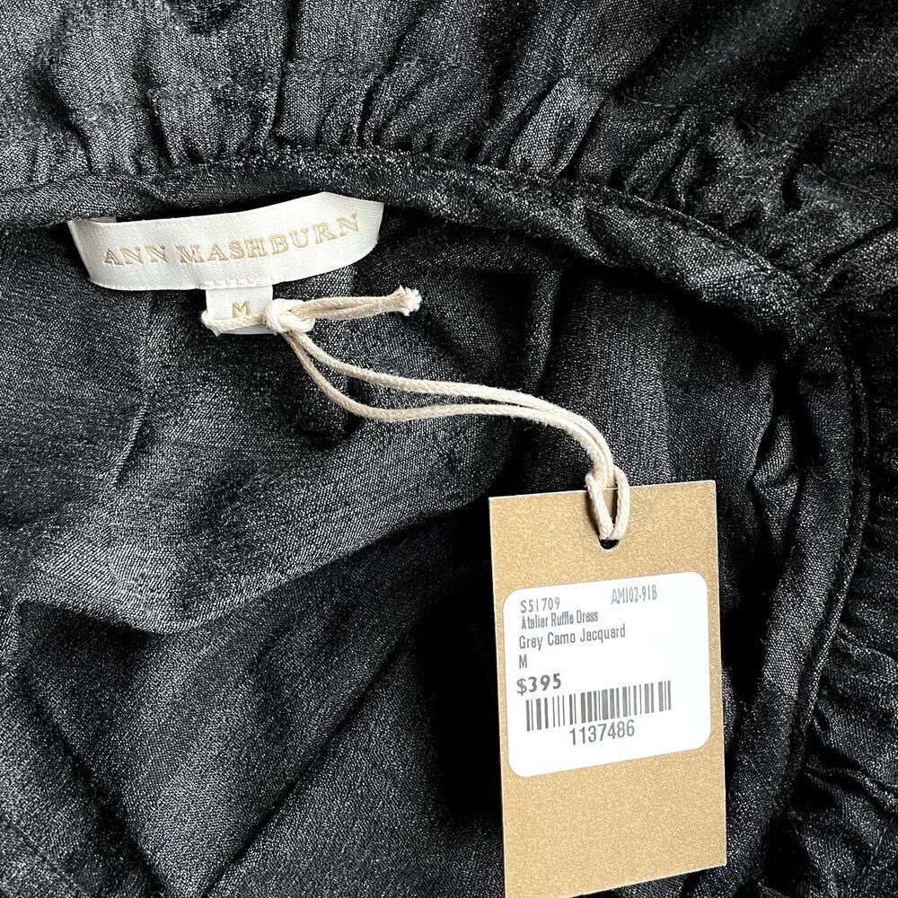NWT Ann Mashburn Atalier Ruffle Dress Grey in Camo Jacquard Medium - Picture 3 of 8